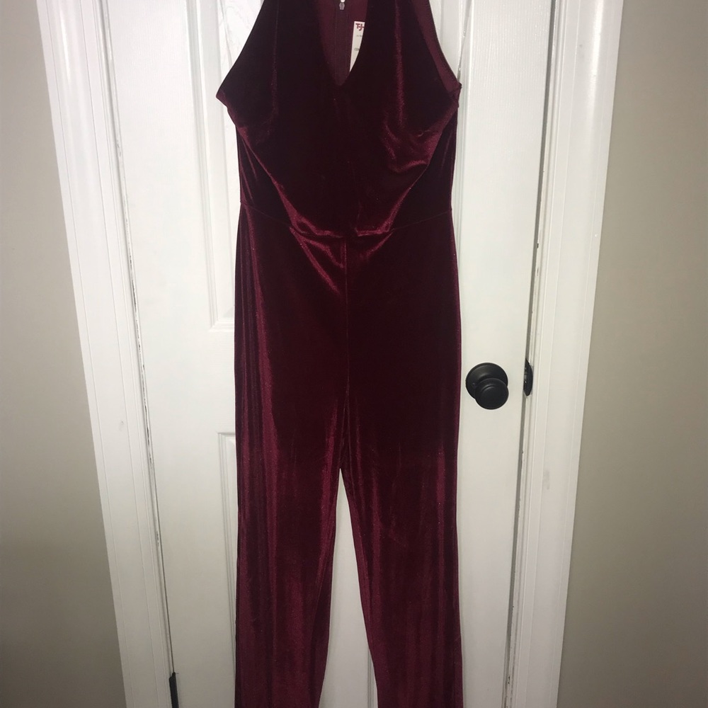 Burgundy velvet romper